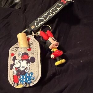 Disney Minnie Mouse Kids Keychain and Holder Set - Black, Red, Blue